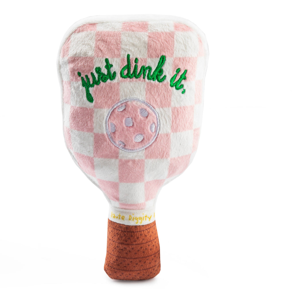 Haute Diggity Dog - Dog Toy | Pickleball Paddle: Pink Checker