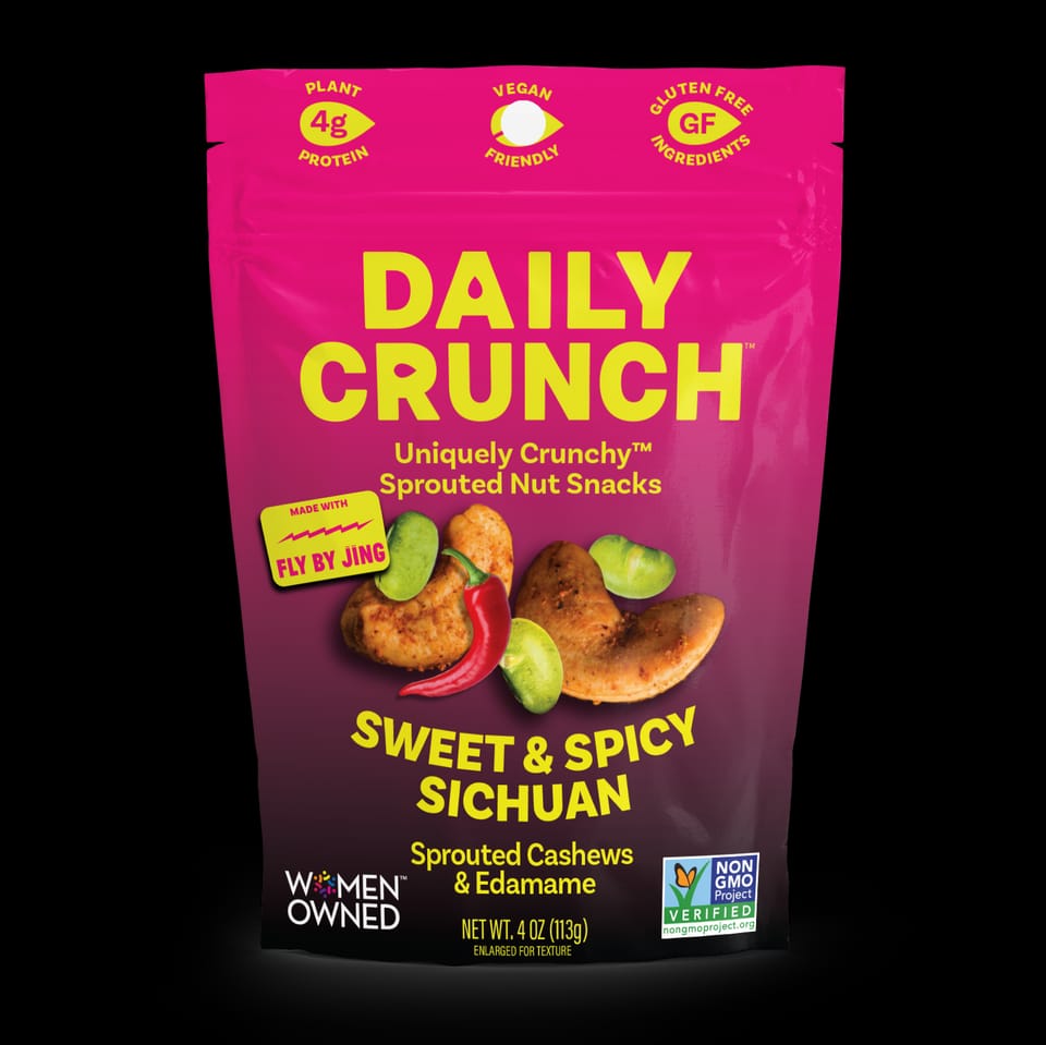 Daily Crunch x Fly By Jing - Sweet & Spicy SIchuan Sprouted Cashews & Edamame